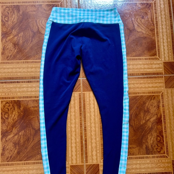 Lily Grace Blue Gingham Leggings Size Small - Picture 3 of 5
